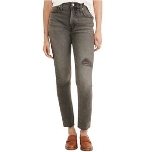 Madewell Perfect Vintage Jean Cosner Gray Black Wash Ripped Knee Size 27 NA922